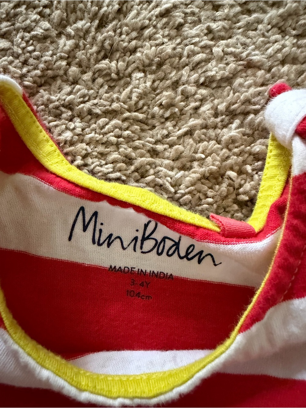 Mini Boden Striped Red & White Tank Dress with Colorful Floral Skirt - Kids 3-4T - Picture 2 of 4